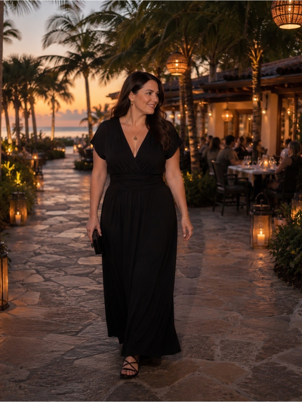 Agnes & Dora Spencer Dress Black Maxi Faux Wrap Deep V NWT Size XL